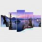 Stretched Canvas Print Landscape Leisure Style Modern,Five Panels Canvas Any Shape Print Wall Deco