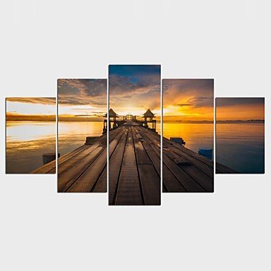 Stretched Canvas Print Landscape Style Modern,Five Panels Canvas Any Shape Print Wall Decor For Ho