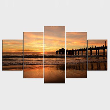 Stretched Canvas Print Landscape Style Realism,Five Panels Canvas Any Shape Print Wall Decor For H
