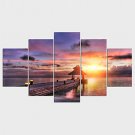 Stretched Canvas Print Landscape Leisure Style Modern,Five Panels Canvas Any Shape Print Wall Deco