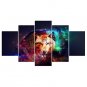 Stretched Canvas Print Animal Fantasy Style Modern,Five Panels Canvas Any Shape Print Wall Decor F