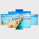 Stretched Canvas Print Landscape Leisure Style Modern,Five Panels Canvas Any Shape Print Wall Deco