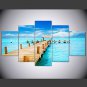 Stretched Canvas Print Landscape Leisure Style Modern,Five Panels Canvas Any Shape Print Wall Deco