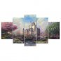 Stretched Canvas Print Landscape European Style,Five Panels Canvas Any Shape Print Wall Decor For