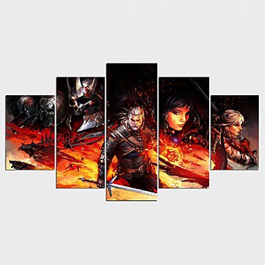 Stretched Canvas Print Landscape Fantasy Modern ClassicFive Panels Canvas Any Shape Print Wall Dec