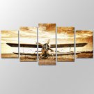 VISUAL STAROld Vintage Airplane Picture Giclee Artwork 5 Panels Modern Home Wall Decoration Framed