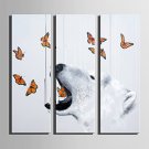 E-HOME Stretched Canvas Art Polar Bears And Butterflies Horse Decoration Painting Set Of 3