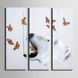 E-HOME Stretched Canvas Art Polar Bears And Butterflies Horse Decoration Painting Set Of 3