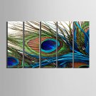 Canvas Set of 5 Still Life Feather of Peacock Stretched Canvas Print Ready to Hang