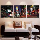 Stretched Canvas Art City At Night  Set of 3