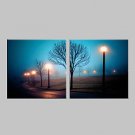 E-HOME Stretched LED Canvas Print Art Street Lamp Flash Effect LED Flashing Optical Fiber Print Se