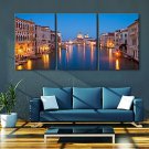 E-HOME Stretched LED Canvas Print Art City Canal Flash effect LED Set of 3