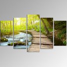 VISUAL STAR5 Panel Forest Picture Print  on Canvas Landscape Wall Art for Living Room Decor Ready