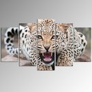 VISUAL STAR5 Panel Leopards Printing  on Canvas Wall Art  Living Room Decor Artwork Ready to Hang