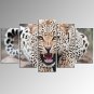 VISUAL STAR5 Panel Leopards Printing  on Canvas Wall Art  Living Room Decor Artwork Ready to Hang