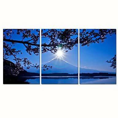 VISUAL STARFull Moon Stretched Canvas Print Mountain Scenery Wall Art Ready to Hang