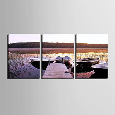E-HOME Stretched Canvas Art On The Lake Decoration Painting  Set Of 3