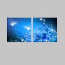 E-HOME Stretched LED Canvas Print Art Shining Butterfly LED Flashing Optical Fiber Print Set of 2
