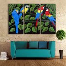 E-HOME Stretched Canvas Art Color Parrot Decoration Painting  Set of 3