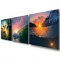 Stretched Canvas Print Three Panels Canvas Wall Decor Home Decoration Abstract Modern Sunrise Wave
