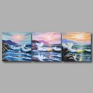 Stretched Canvas Print Three Panels Canvas Wall Decor Home Decoration Abstract Modern Sunrise Wave