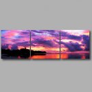 Stretched Canvas Print Three Panels Canvas Wall Decor Home Decoration Abstract Modern Sunrise Purp