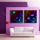 E-HOME Stretched LED Canvas Print Art Water Bubbles And Butterflies LED Flashing Optical Fiber Pri