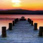 E-HOME Stretched Canvas Art Riverside Setting Sun Decoration Painting Set of 4