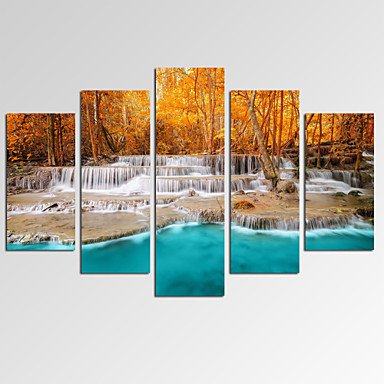 VISUAL STARAutumn Forest Canvas Art Home Decor Dreamlike Waterfall Print Art Ready to Hang