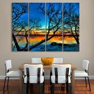 Stretched Canvas Art  Trees By The Lake Landscape Painting  Set of 4