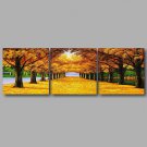 Stretched Canvas Print Three Panels Canvas Wall Decor Home Decoration Abstract Modern Golden Trees