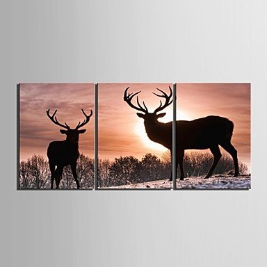 Stretched Canvas Art Deer Decorative Painting Set of 3