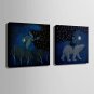 E-HOME Stretched LED Canvas Print Art Riding Animal Spirit  LED Flashing Optical Fiber Print Set o
