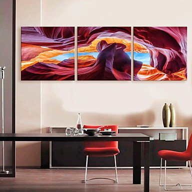 E-HOME Stretched Canvas Art  Abstract Landscape Decoration Painting Set of 3