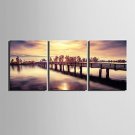 E-HOME Stretched Canvas Art The Lake Bridge Scenery Decoration Painting  Set Of 3
