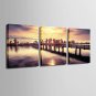 E-HOME Stretched Canvas Art The Lake Bridge Scenery Decoration Painting Set Of 3