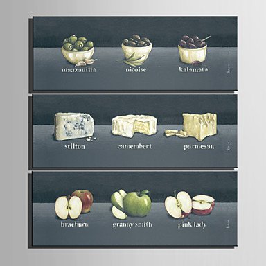 E-HOME Stretched Canvas Art Fruit Desserts And Spices Decoration Painting  Set of 3