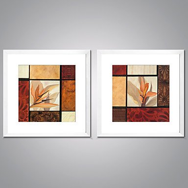 Framed Canvas Print Abstract Floral/Botanical Traditional European Style,Two Panels Canvas Square