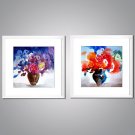 Framed Canvas Print Abstract Floral/Botanical Traditional European Style,Two Panels Canvas Square