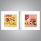 Framed Canvas Print Abstract Floral/Botanical Traditional Realism,Two Panels Canvas Square Print W
