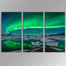 VISUAL STARBlue Green Modern Aurora Borealis Northern Light Canvas Prints Picture Painting Framed