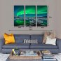 VISUAL STARBlue Green Modern Aurora Borealis Northern Light Canvas Prints Picture Painting Framed
