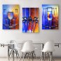 E-HOME Stretched Canvas Art Glass Wine And Wine Bottle Decoration Painting Set of 3