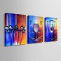 E-HOME Stretched Canvas Art Glass Wine And Wine Bottle Decoration Painting Set of 3