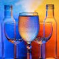 E-HOME Stretched Canvas Art Glass Wine And Wine Bottle Decoration Painting Set of 3