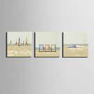 E-HOME Stretched Canvas Art Leisure On The Beach Decoration Painting  Set of 3