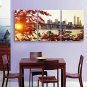 E-HOME Stretched Canvas Art A City On The Shore Decoration Painting Set of 3
