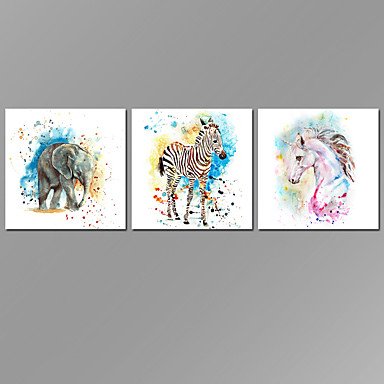 VISUAL STAR Animal Wall Art for Home Decoration Elephant zebra horse Canvas Prints with Frame