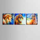 E-HOME Stretched Canvas Art Brown Horse Decoration Painting  Set of 3