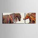 E-HOME Stretched Canvas Art Color Horse Decoration Painting  Set of 3